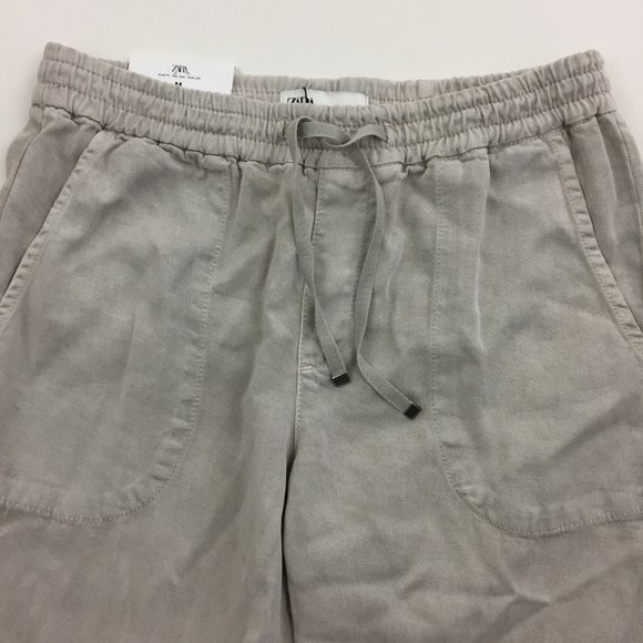 NWT ZARA Marshmallow Gray Slim Leg Drawstring Waist Mid-Rise The Jogger Pants - Picture 5 of 16
